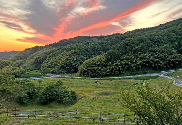 牧場と山の環境